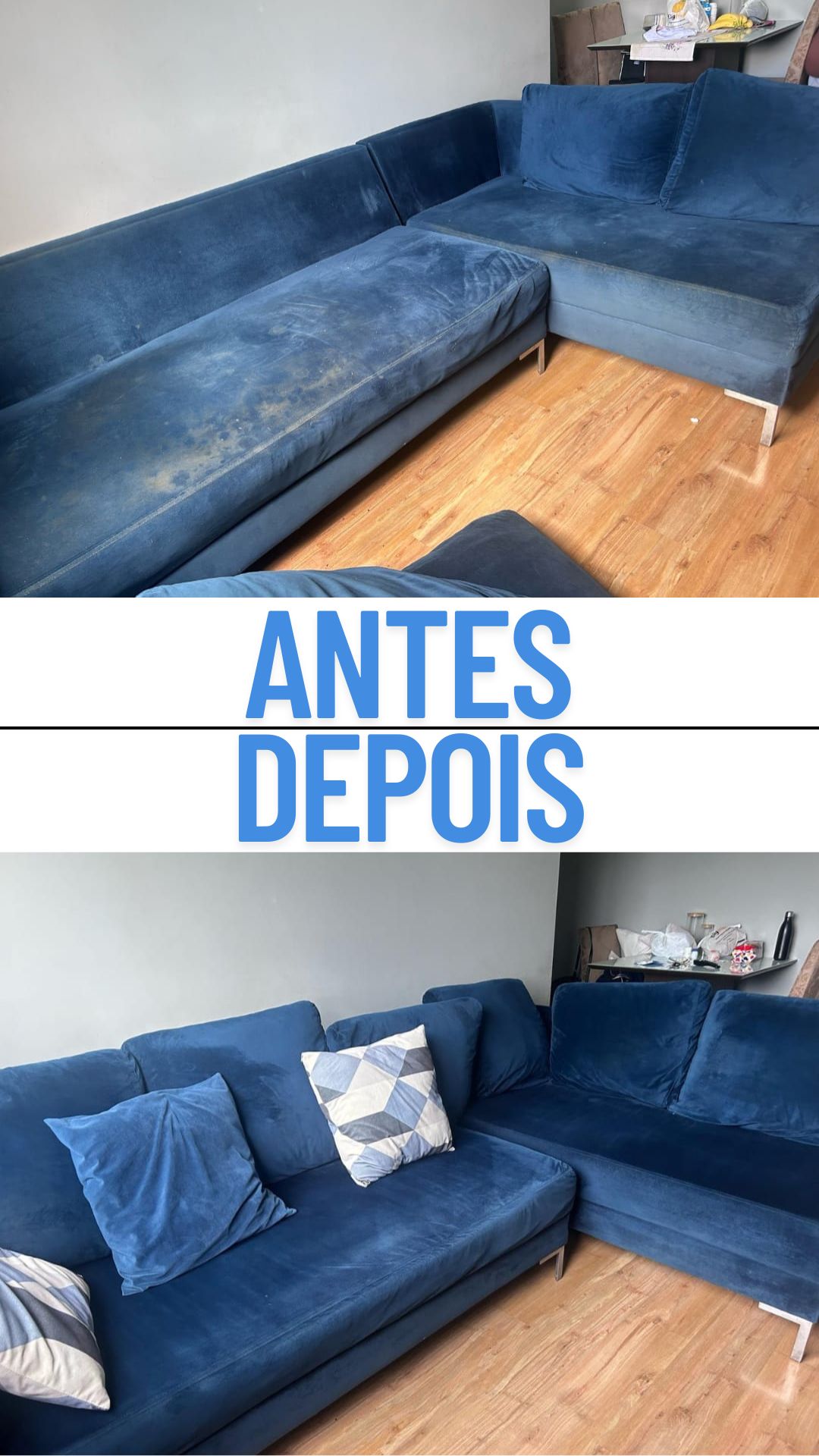 Higienização de sofá antes e depois em Mogi das Cruzes