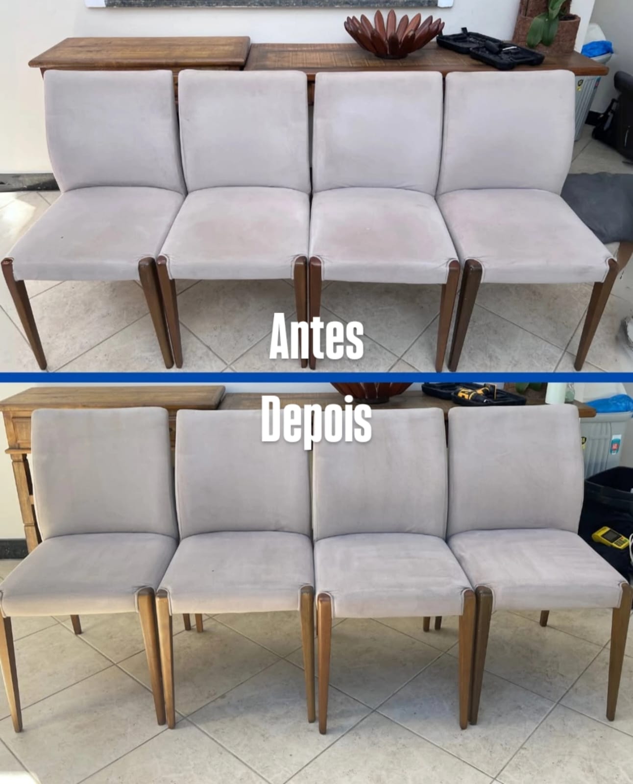 Estofado limpo e revitalizado após higienização